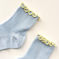 Le Bon Shoppe Baby Blue/Butter Petite Ruffled Modal Socks