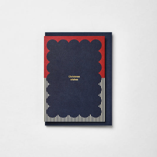 Gold Foiled Scallop Stripe Christmas Wishes Greeting Card Pack