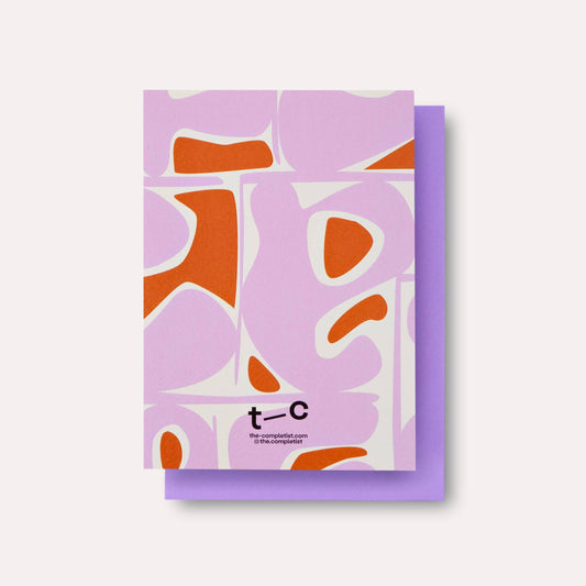 Greeting card with abstract design on a purple background