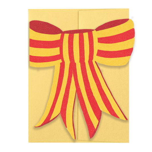Stripy Bow Die Cut Greeting Card