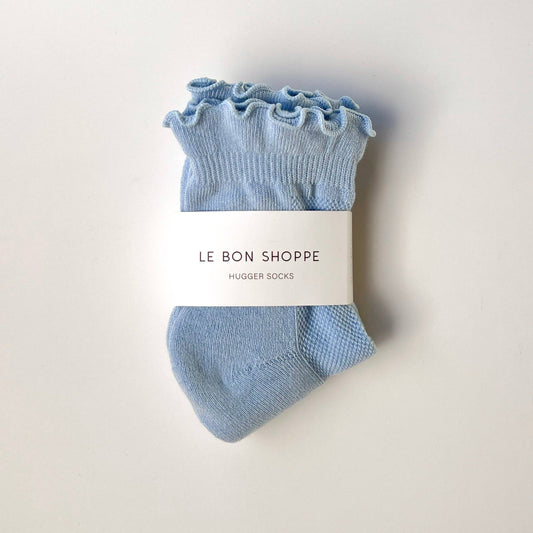 Le Bon Shoppe Periwinkle Ruffled Hugger Crew Socks