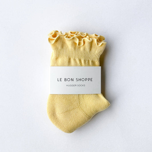 Le Bon Shoppe Banana Cream / Red Ruffled Hugger Crew Socks
