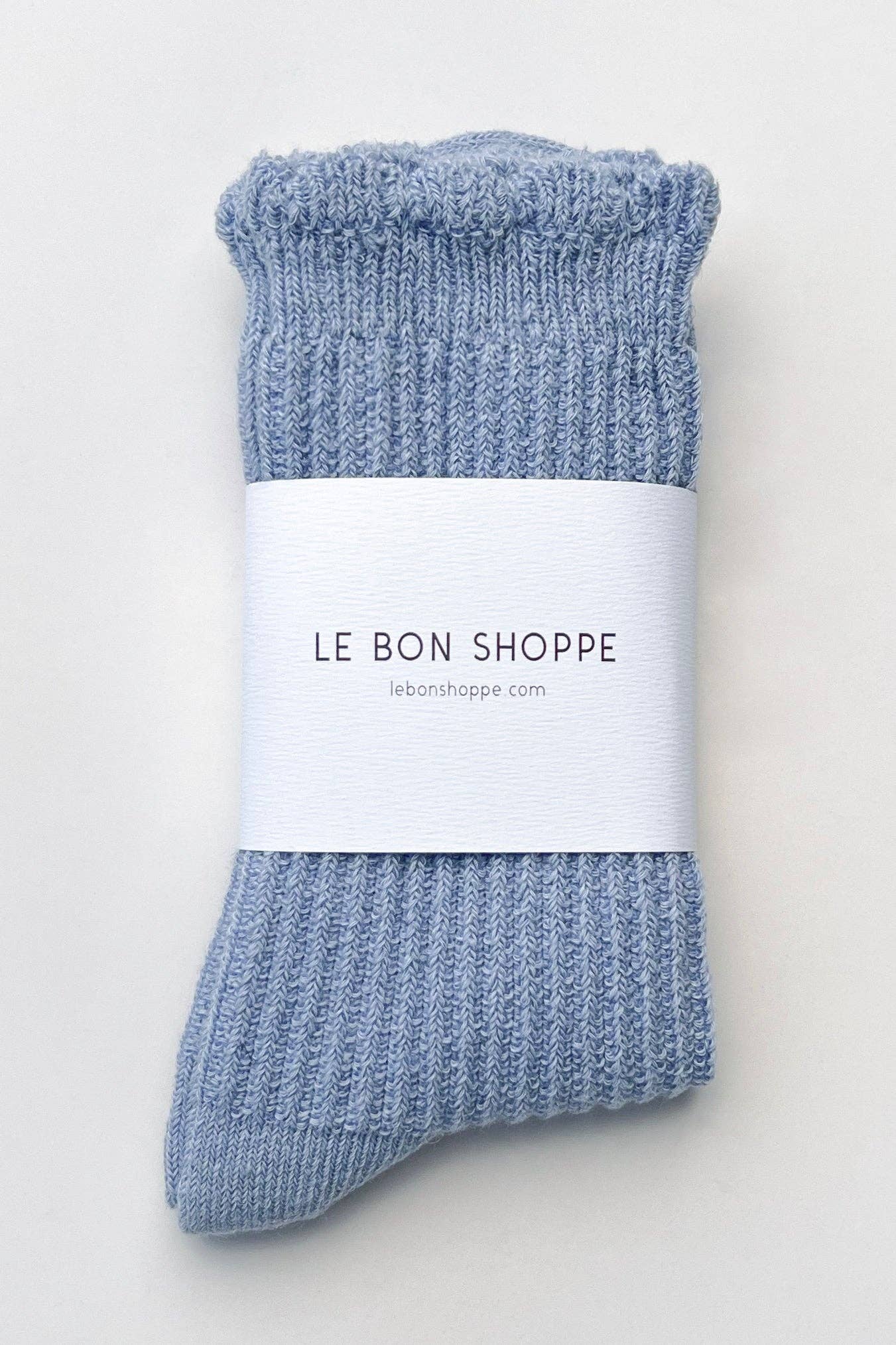 Le Bon Shoppe Pale Blue Linen Scallop Socks