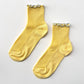 Le Bon Shoppe Butter/Baby Blue Petite Ruffled Modal Socks