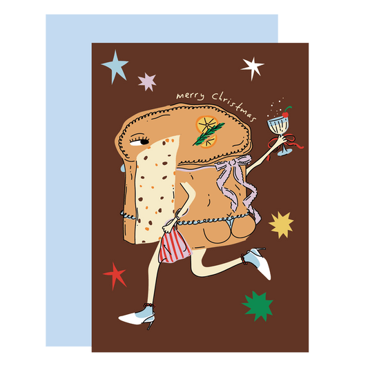 Panettone in Boots Christmas Greeting Card