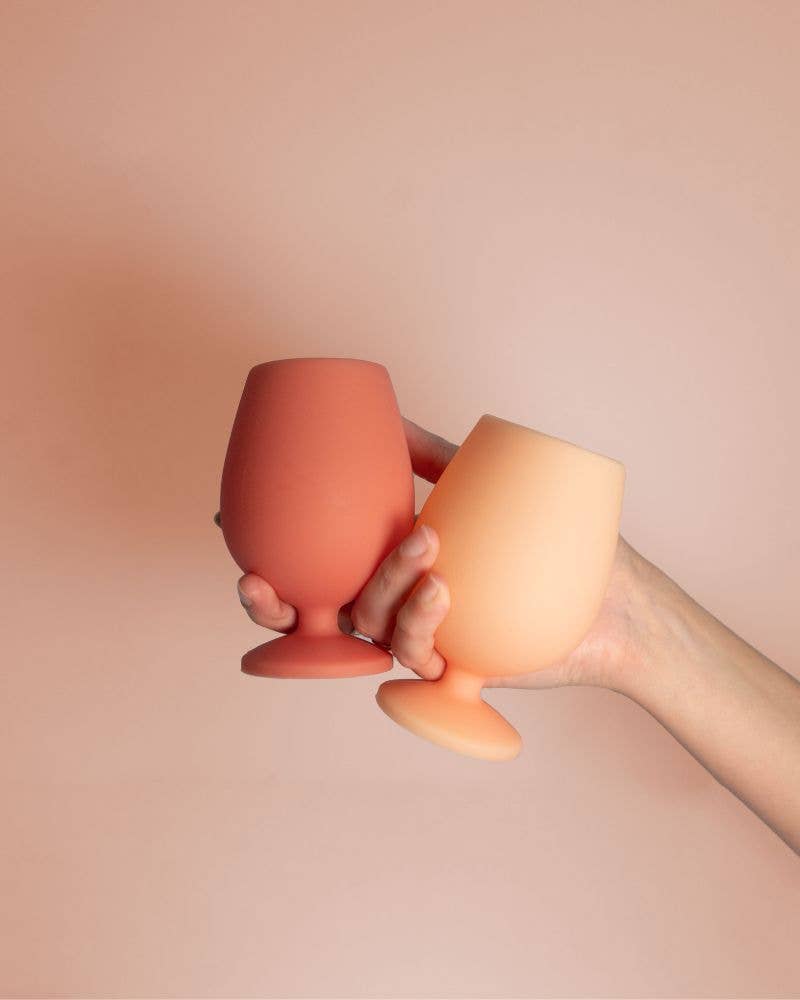 Terra + Peach Stemm Silicone Unbreakable Wine Glasses