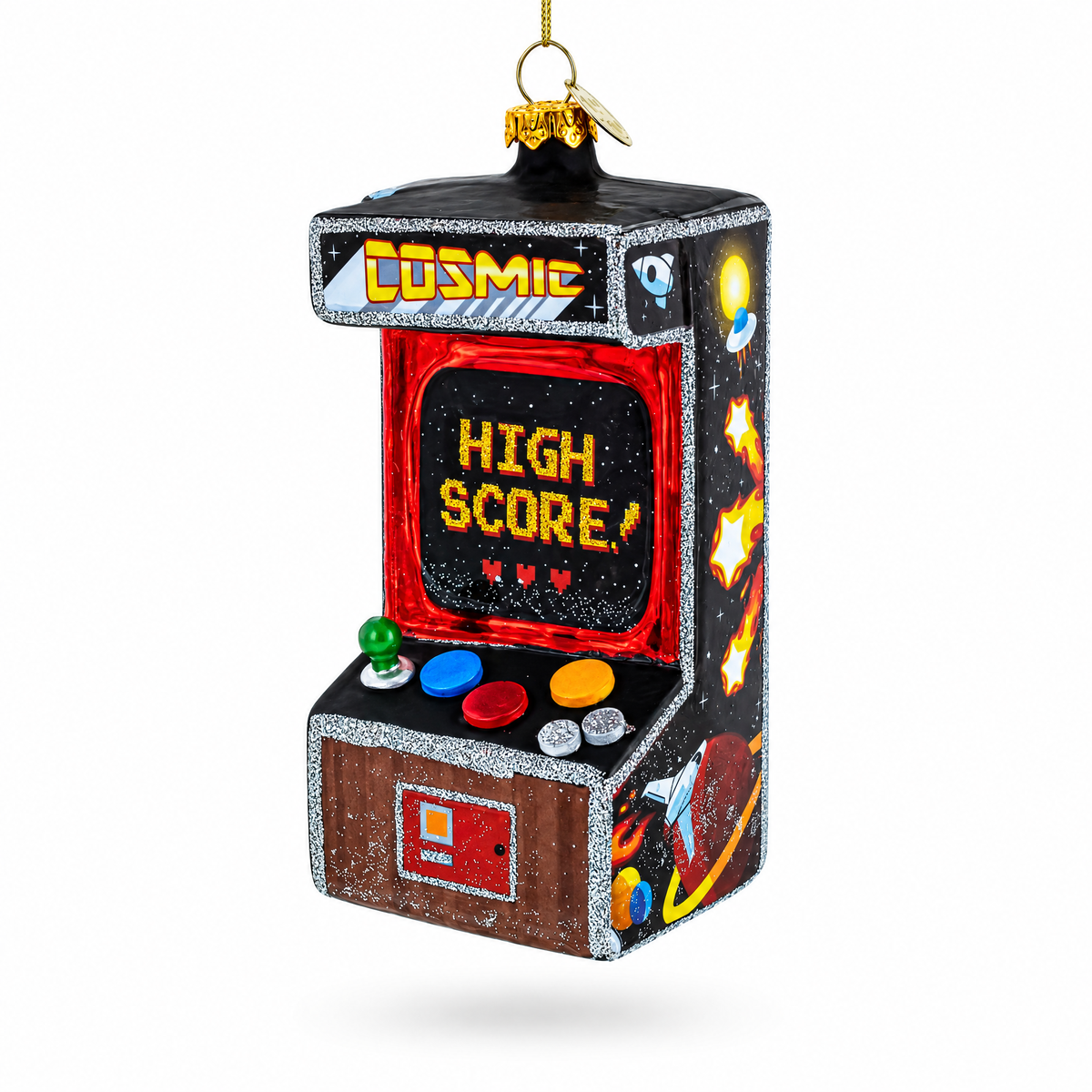 Arcade Game Machine Glass Ornament