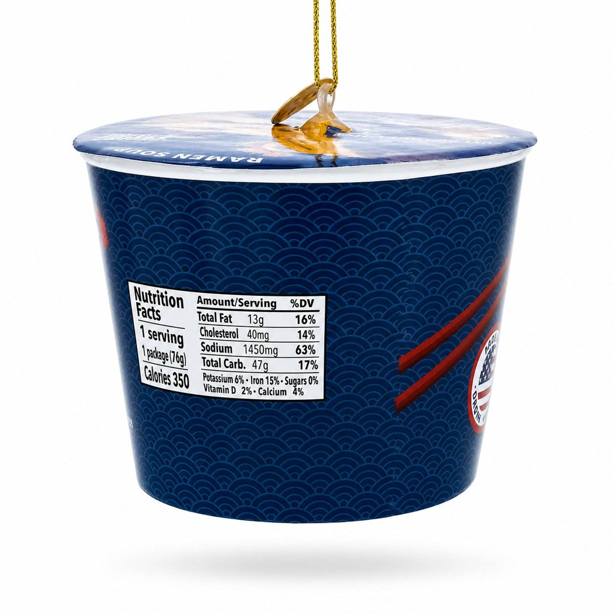 Instant Noodle Cup Glass Christmas Ornament