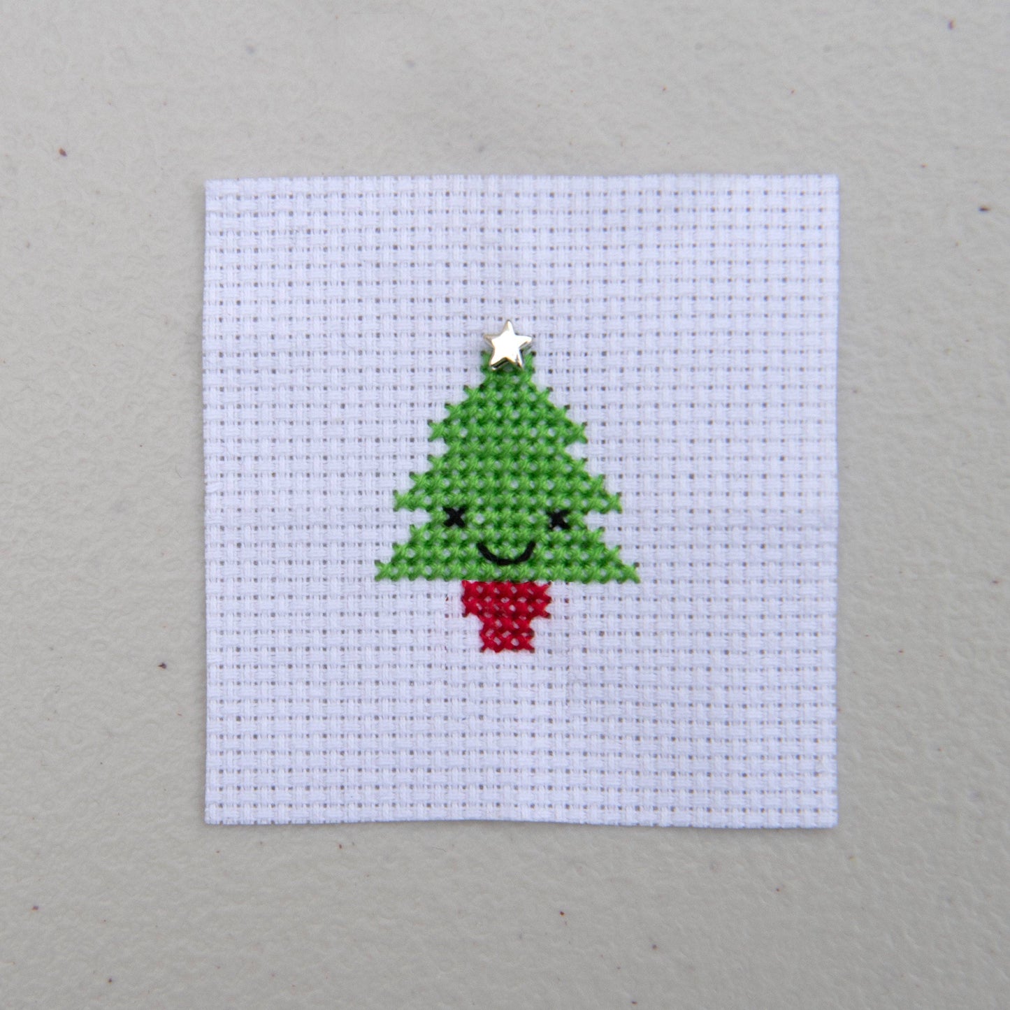 Kawaii Christmas Tree  Cross Stitch Kit In A Matchbox