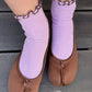 Le Bon Shoppe Lilac/Brown Petite Ruffled Modal Socks
