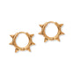 Gold hoop earrings with spike details on a white background