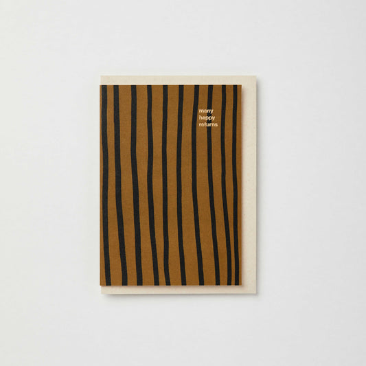 Kinshipped - Rust and Black Stripe Happy Birthday Greeting Card