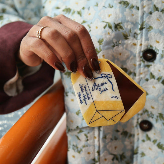 French Butter Hand-Painted Compact Mirror