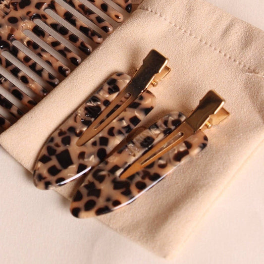 Peignee Paris Leopard Hair Clips (Pair)
