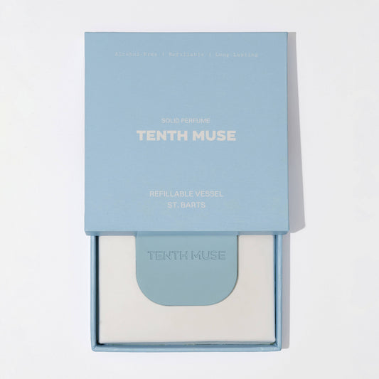 Blue box with 'Tenth Muse' branding on a white background