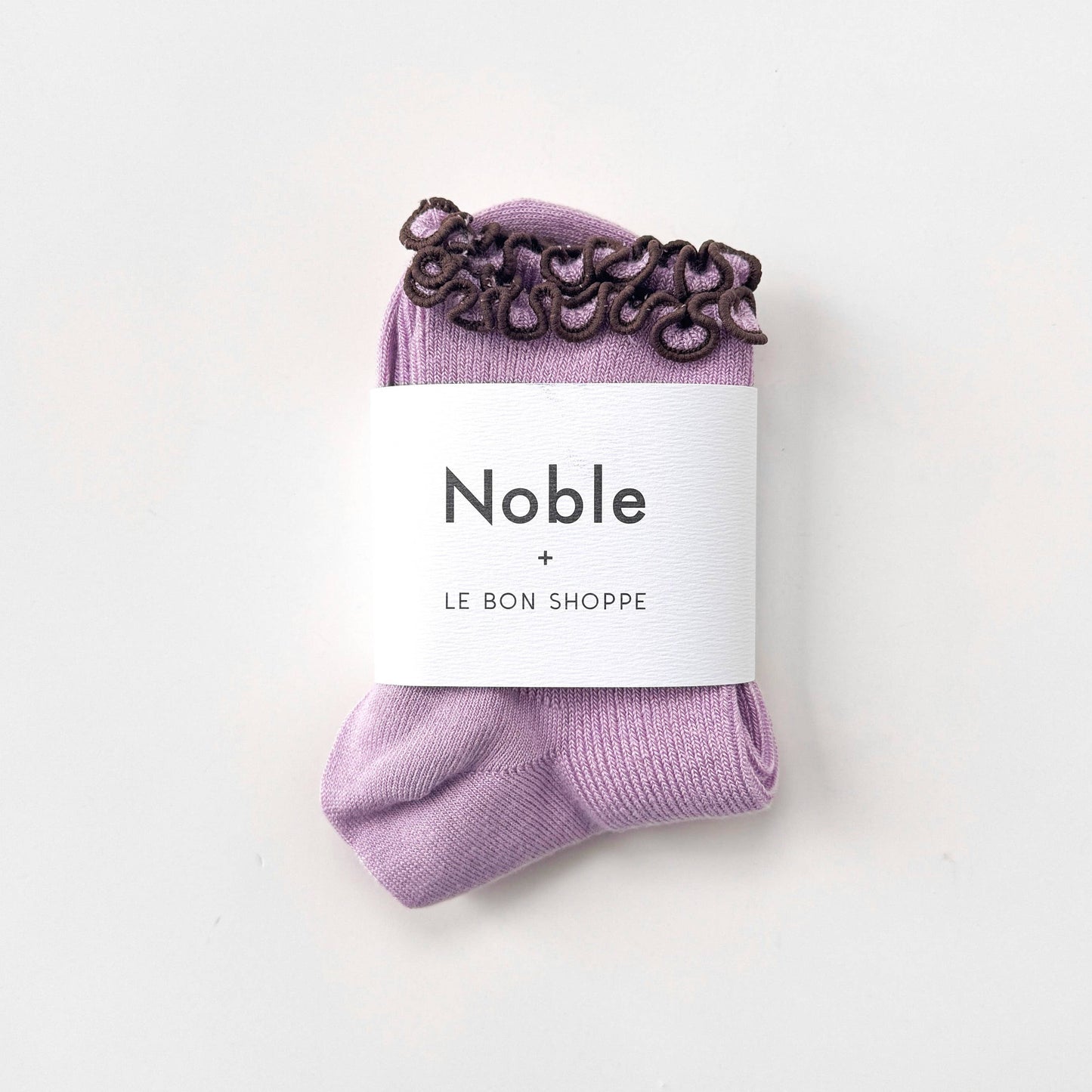 Le Bon Shoppe Lilac/Brown Petite Ruffled Modal Socks