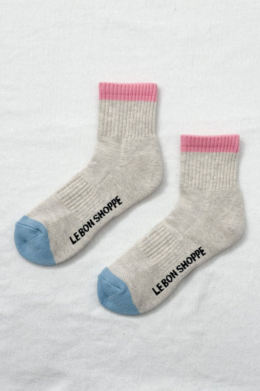 Le Bon Shoppe Grey Pink Colour Block Girlfriend Socks