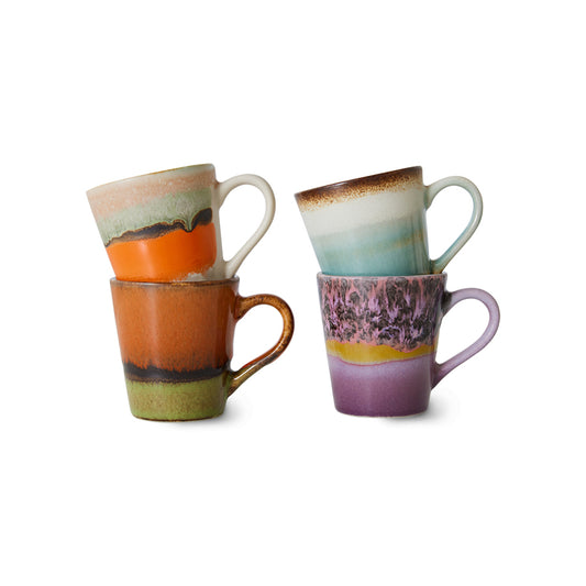 HKliving 70's Ceramics Retro Espresso Mugs (set of 4)