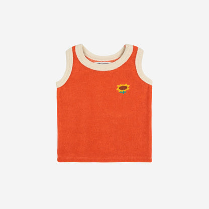 Red sunflower terry cloth kids tank top - Bobo Choses