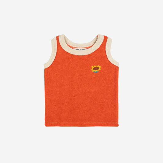 Red sunflower terry cloth kids tank top - Bobo Choses