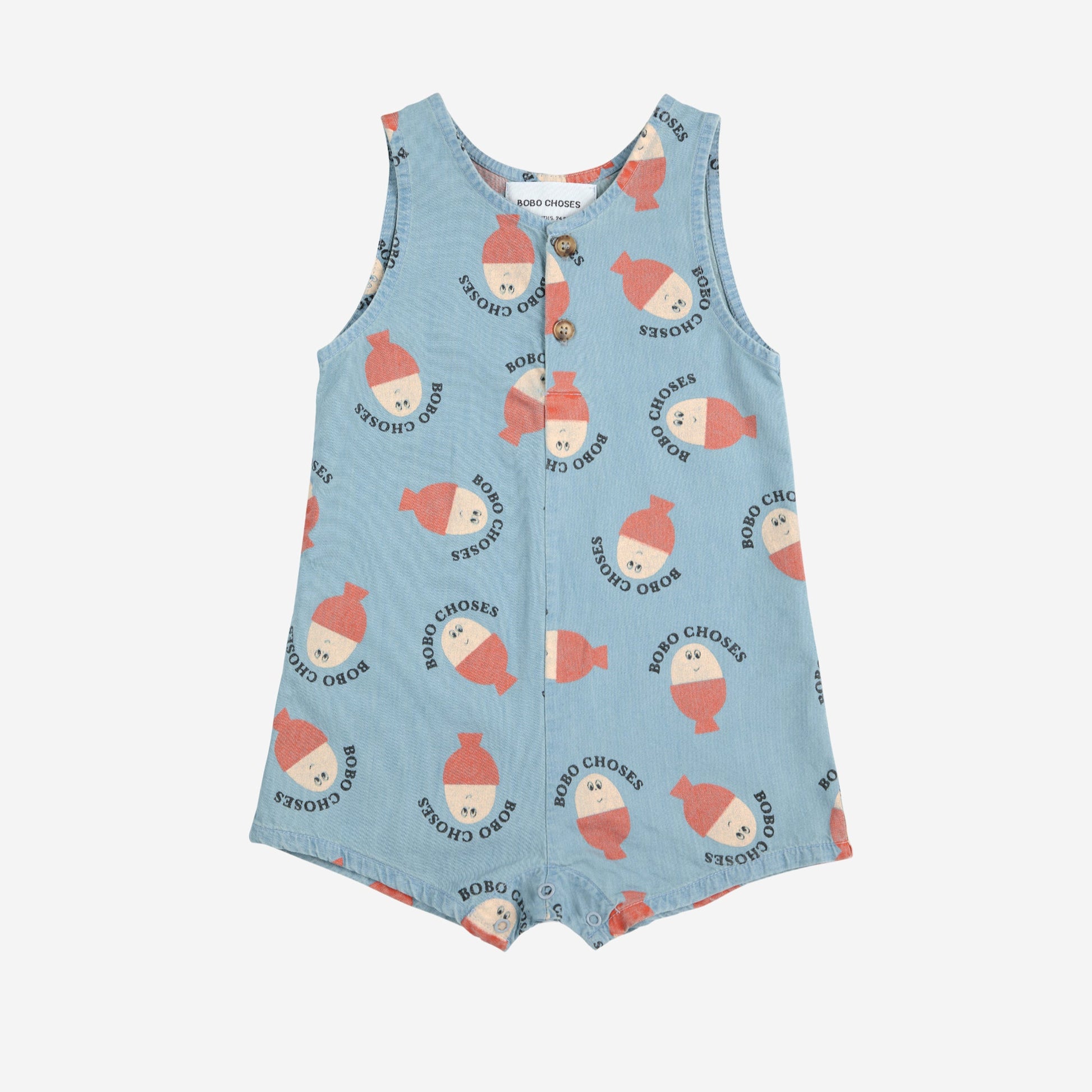 Morning egg all over playsuit by Bobo Choses in denim