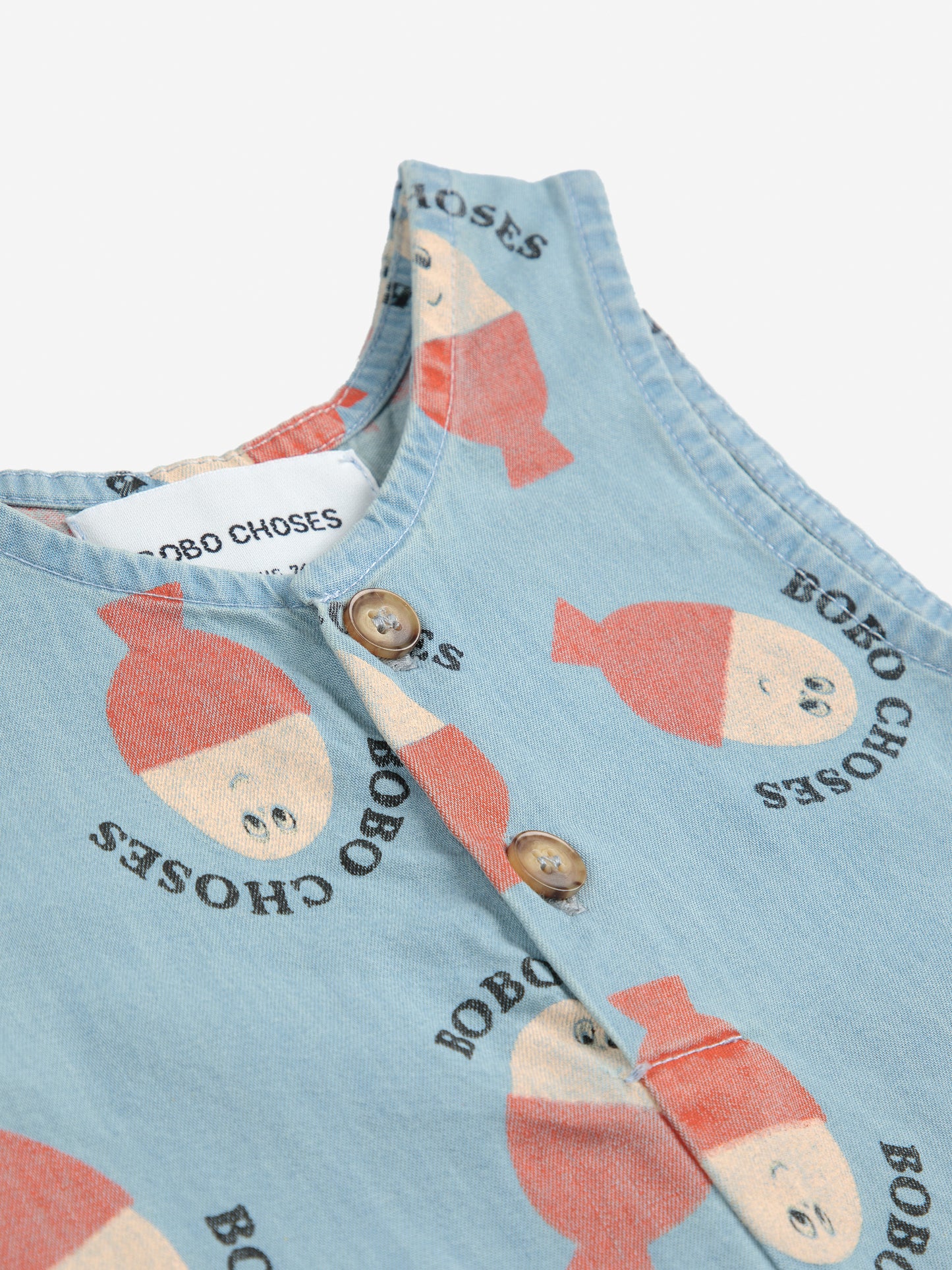 Bobo Choses Baby Morning Egg All Over Denim Playsuit