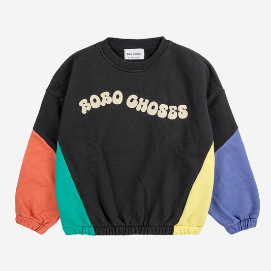 Bobo Choses - Classically styled drop shoulder multi colour wavy logo sweatshirt