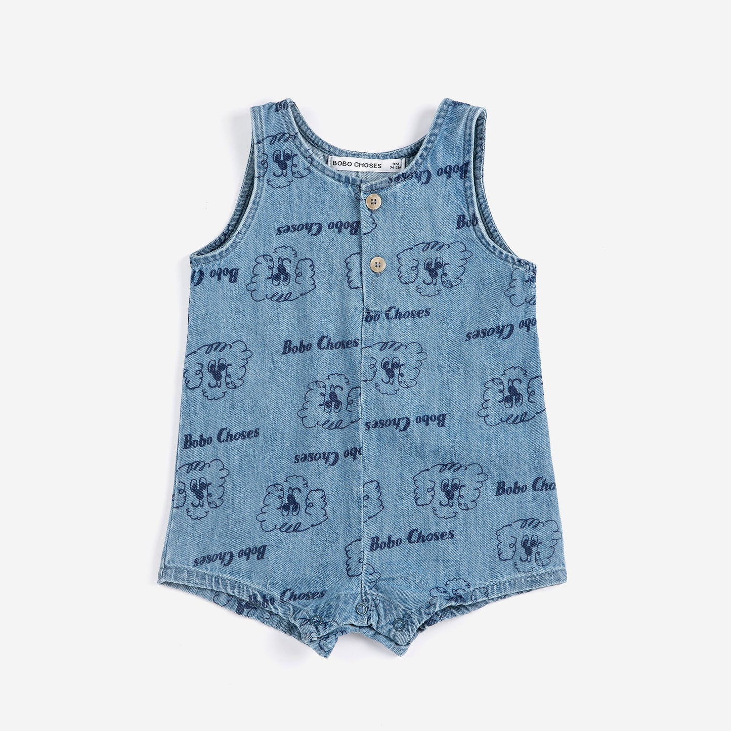 Bobo Choses Baby Pickles The Dog Denim Playsuit