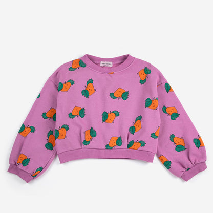 Bobo Choses Tangerine All Over Cropped Sweatshirt