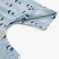 Folded fabric with character pattern on a white background