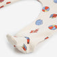 Baby boppy pillow with colourful geometric pattern on a white background