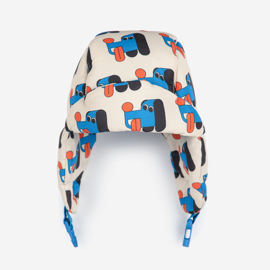 Children's hat with car pattern on a white background