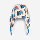 Children's hat with truck pattern on a white background