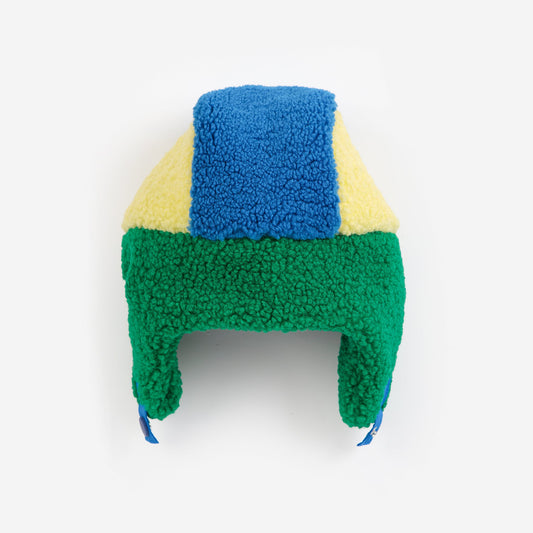 Bobo Choses Baby Yellow/Blue/Green Colour Block Sheepskin Chapka