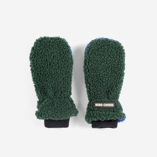 Bobo Choses Blue/Green  Colourblock Sheepskin Mittens
