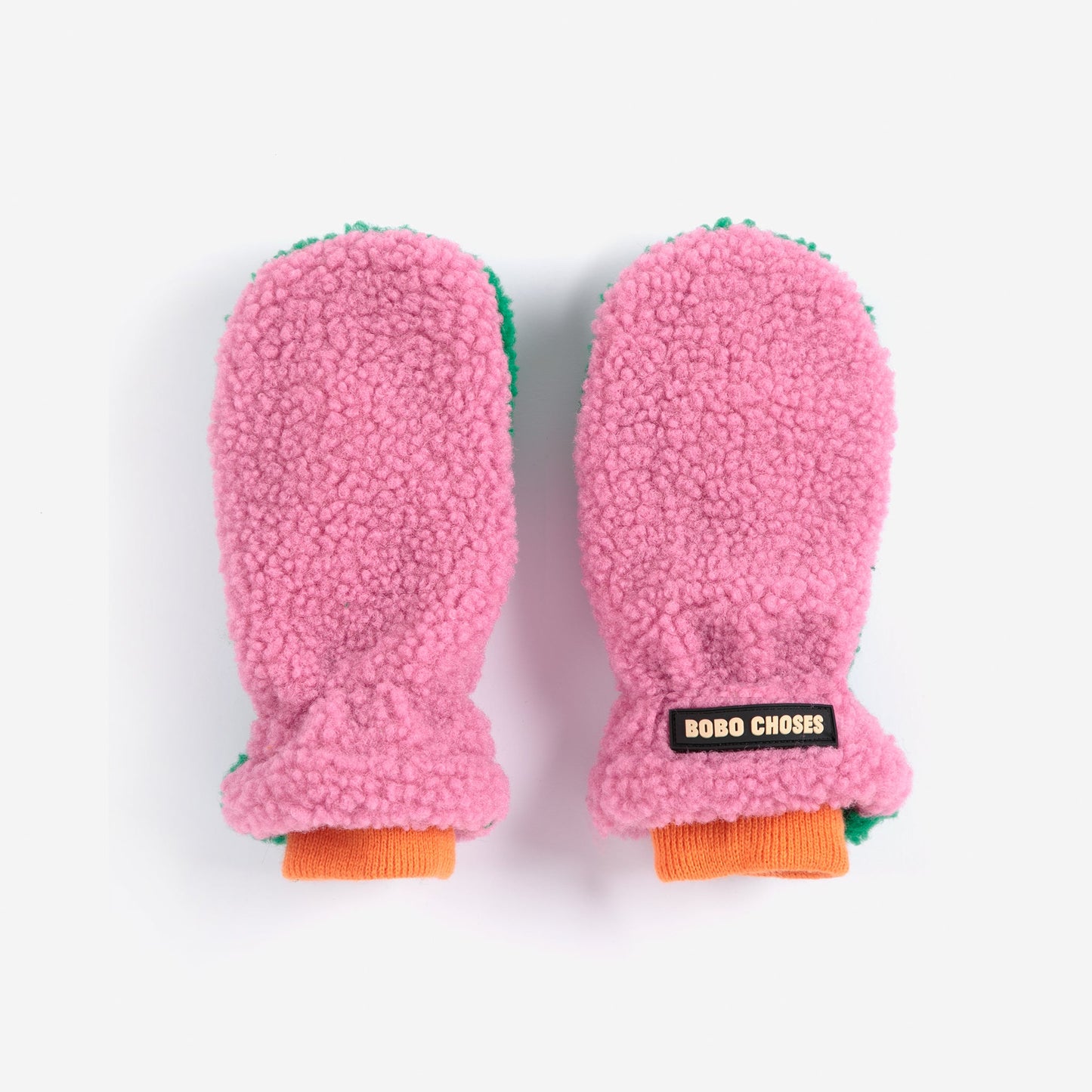 Bobo Choses Pink/Green  Colourblock Sheepskin Mittens