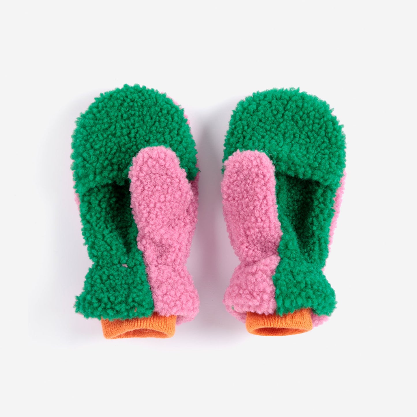 Bobo Choses Pink/Green  Colourblock Sheepskin Mittens