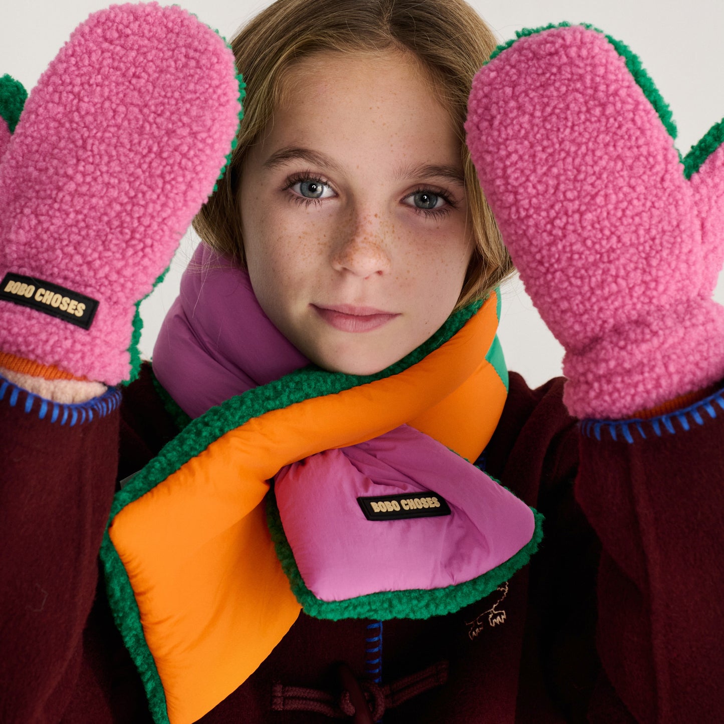 Bobo Choses Pink/Green Colour Block Neck Warmer