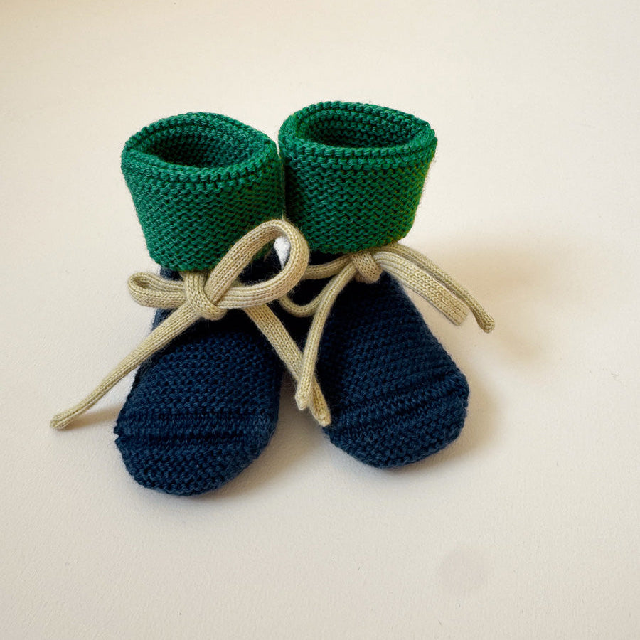 Blue / Grass Merino Wool Booties
