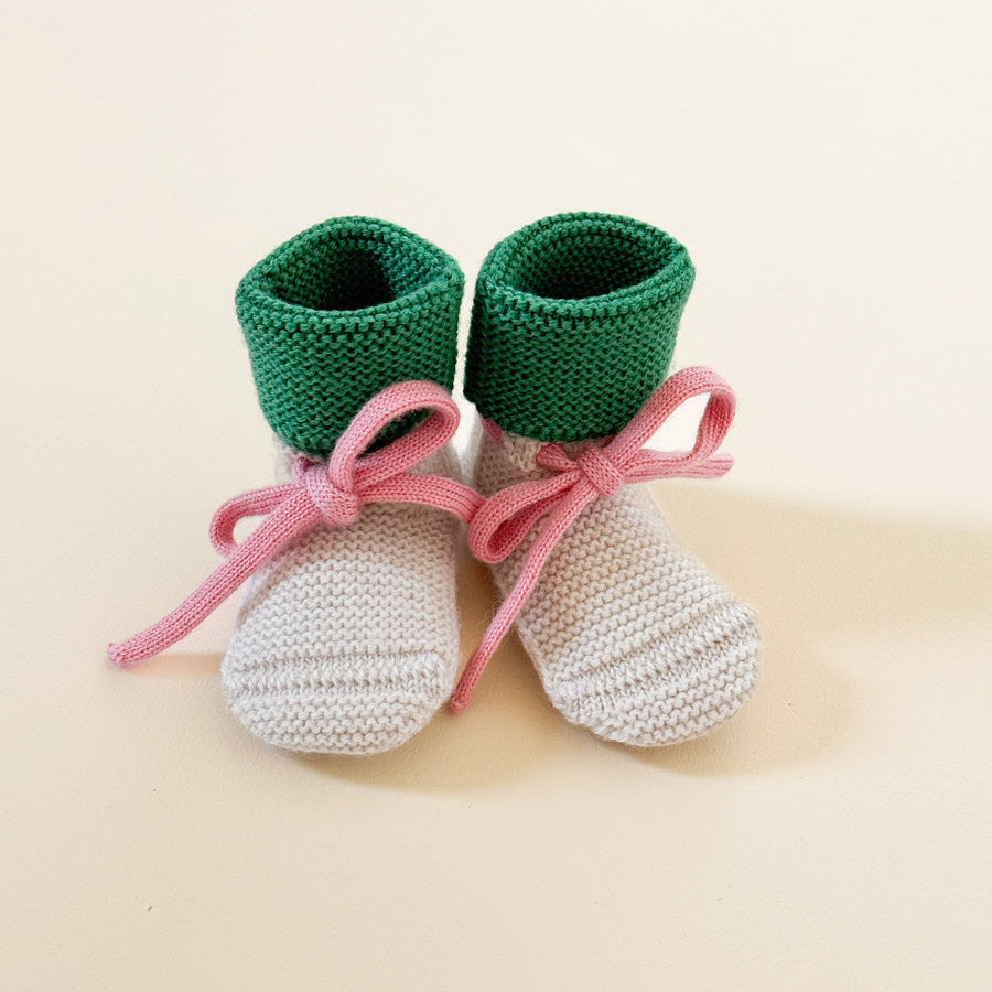 Cream / Grass Merino Wool Booties
