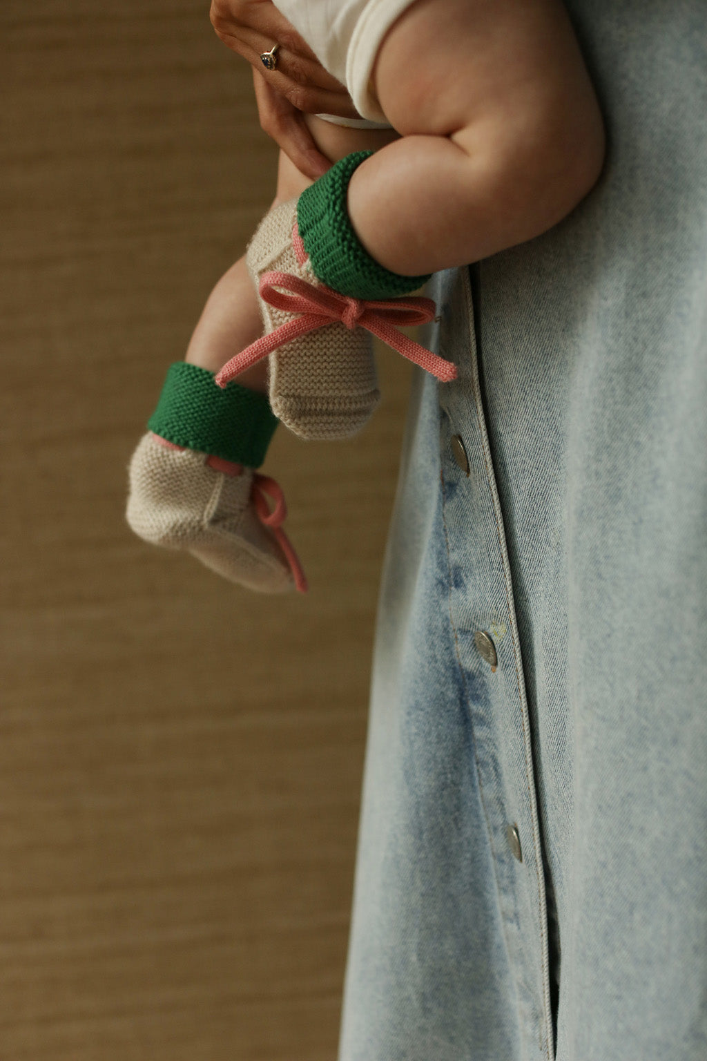 Cream / Grass Merino Wool Booties