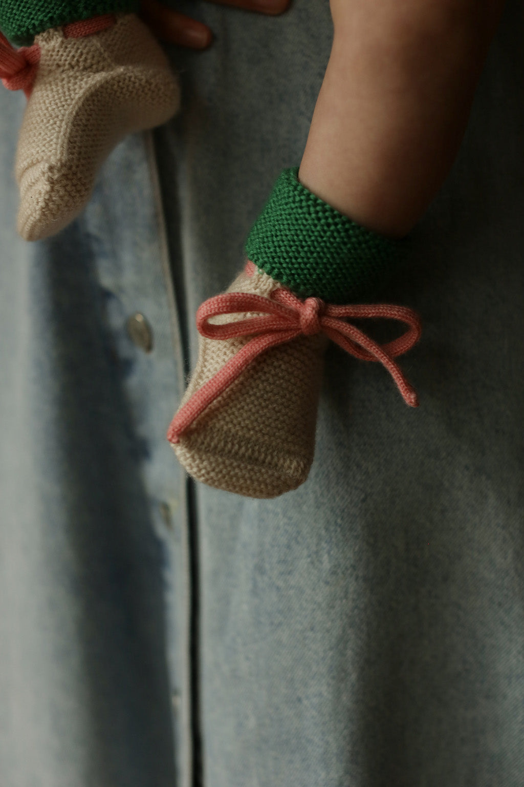 Cream / Grass Merino Wool Booties