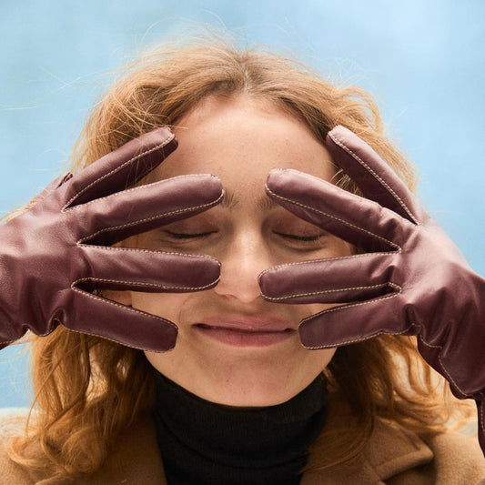 Becksöndergaard Burgundy Smooth Leather Gloves