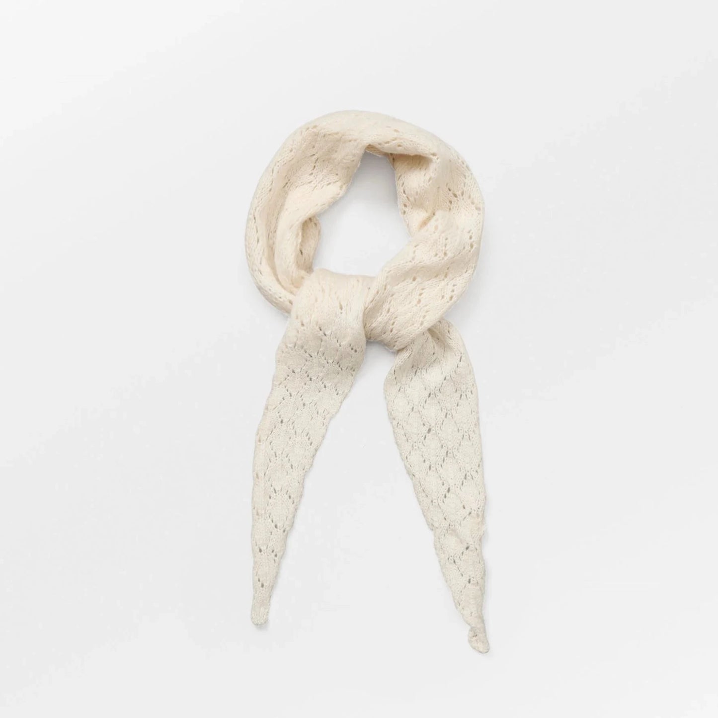 Birch White Woona Opalia Scarf by Becksöndergaard, an elegant scarf that enhances any outfit and can be styled around the neck, as a belt, or on a bag strap.