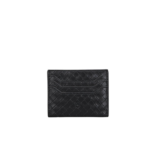 Becksöndergaard Black Rallo Card Holder made from 100% leather, featuring multiple pockets and fine stitching, sleek design measuring 11x8.5 cm