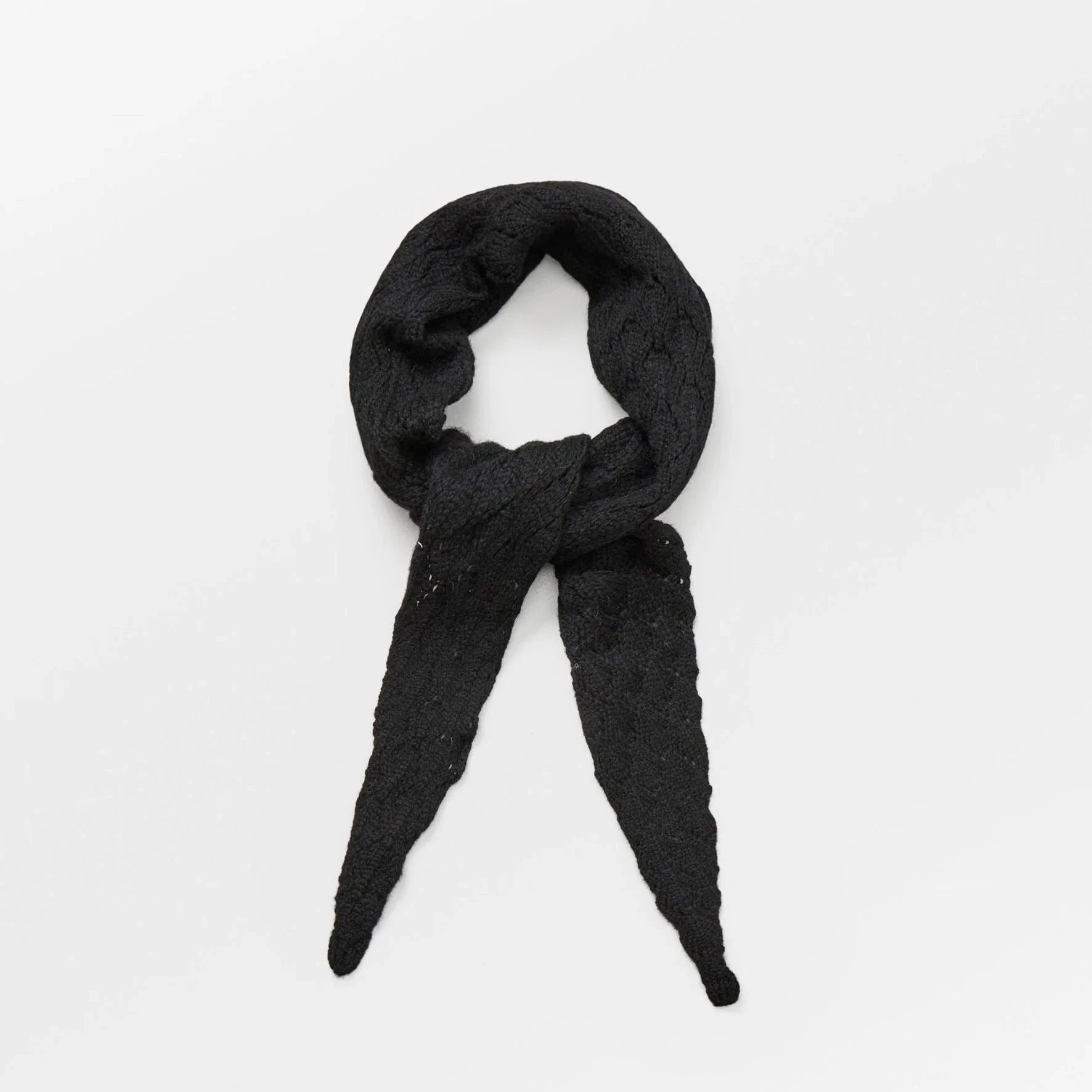 Black Woona Opalia Scarf by Becksöndergaard, an elegant scarf that enhances any outfit and can be styled around the neck, as a belt, or on a bag strap.