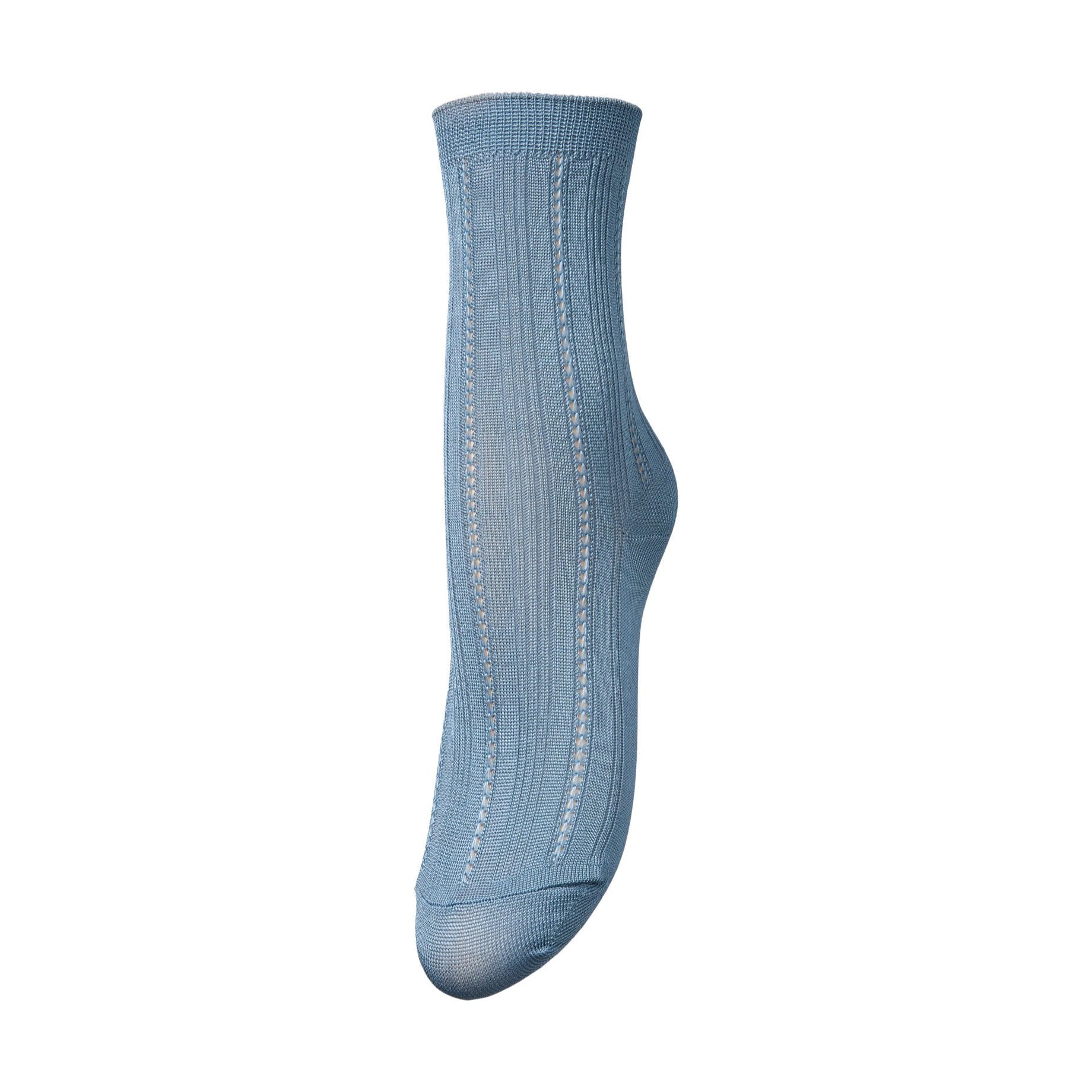 Becksöndergaard Drake Socks in coronet blue featuring a sparkling glitter design, showcasing their soft texture and comfortable fit, perfect for adding a stylish touch to any outfit.