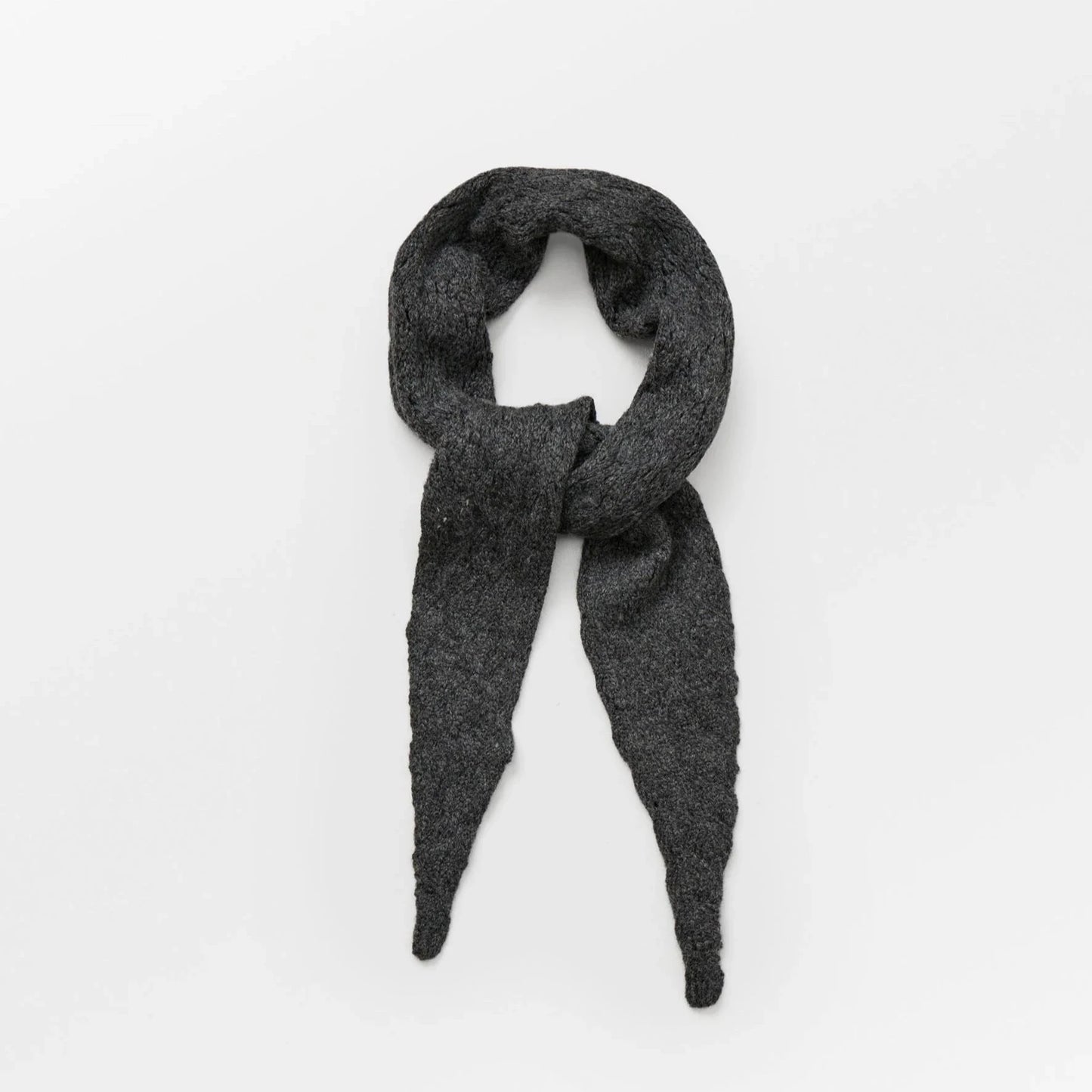 Grey Melange Woona Opalia Scarf by Becksöndergaard, a fashionable scarf that enhances any outfit and can be styled around the neck, as a belt, or on a bag strap.