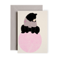 Black Bear Heart Neon Pink Greeting Card 