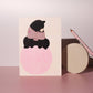 Black Bear Heart Neon Pink Greeting Card